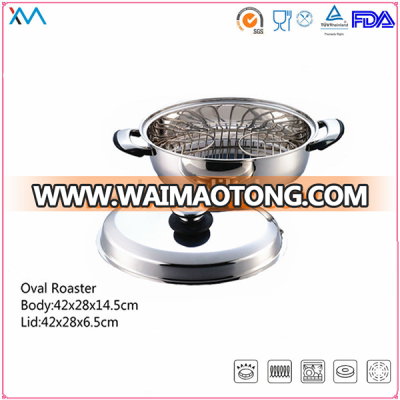 3pcs Stainless Steel Oval Roaster with Rack (XM-6016)