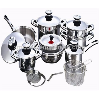 21pcs new product for cooking / stainless steel thermometer cooking pot cookware set