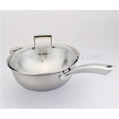 Triply Stainless Steel Wok Cookware with Glass Lid