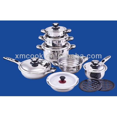 16pcs wide edge stainless steel cookware set (XM7026CS)