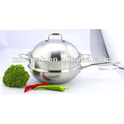 Triply steel wok with steamer insert cookware set (XM-2050C)