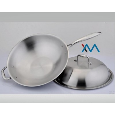 3-layers stainless steel induction wok pan