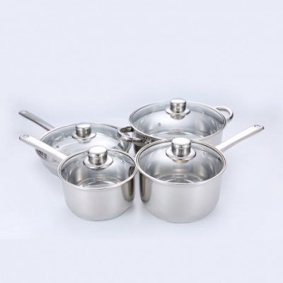 8 piece high quality stainless steel cooker set with glass cover